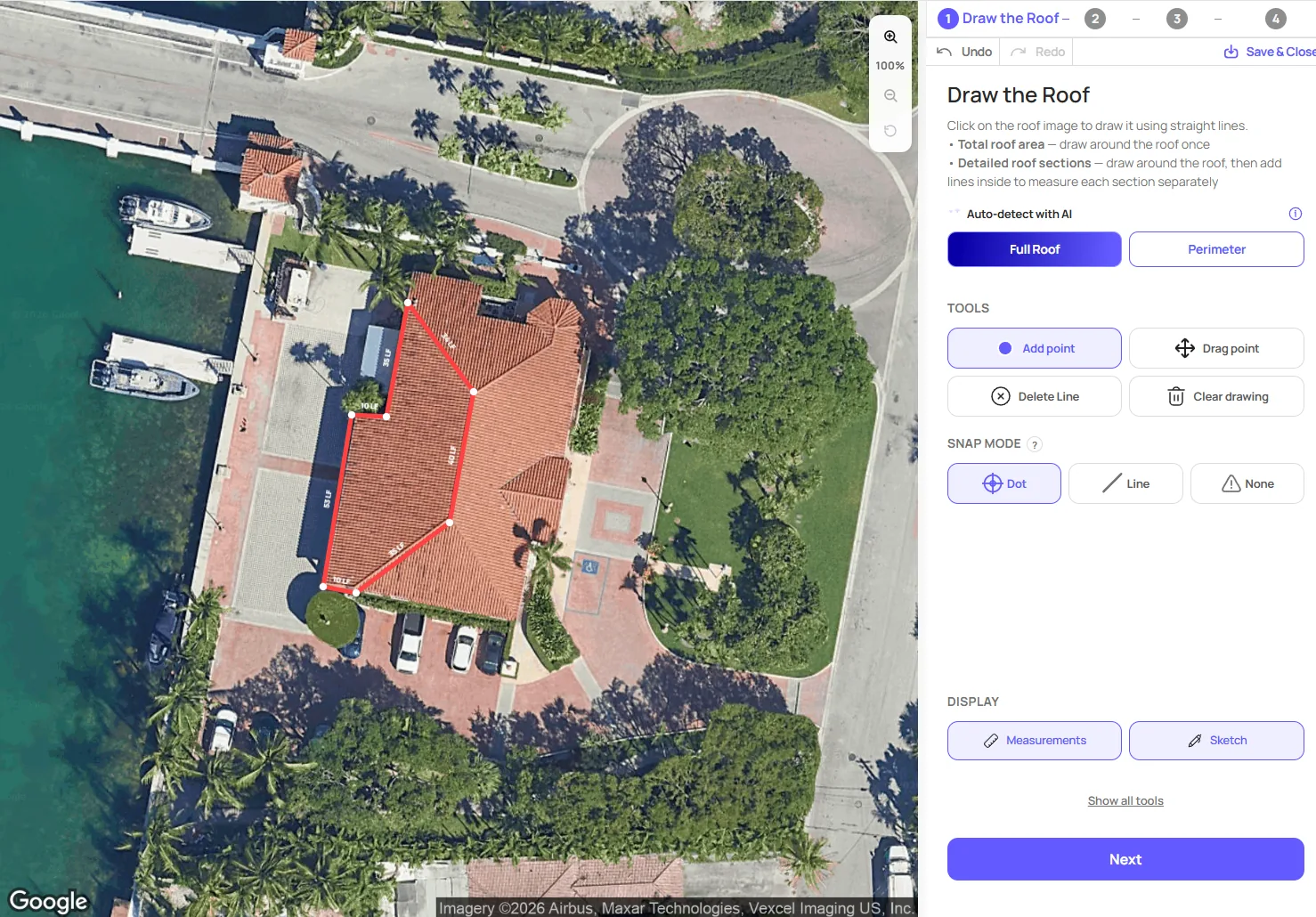 DIY sketching - tracing a roof outline on satellite imagery
