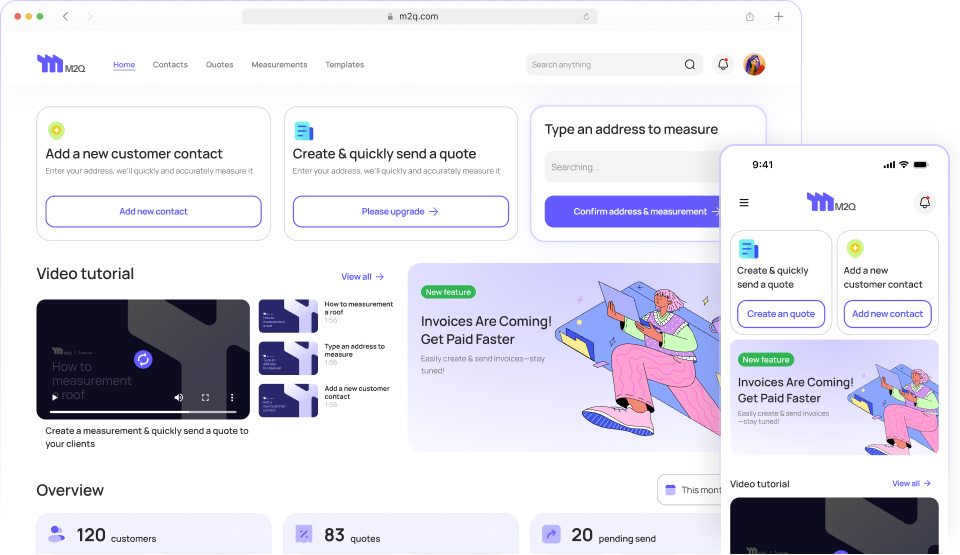 M2Q Roofing software screen